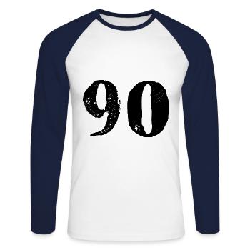90 Zahl Trikot - Unisex Baseballshirt langarm - Weiß/Navy - Vorne - Nik (191cm)