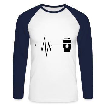 Coffee Pulse - Unisex Long Sleeve Baseball T-Shirt - white/navy - Front - Nik (191cm)
