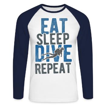 Apnoetaucher Freitaucher Taucher - Unisex Baseballshirt langarm - Weiß/Navy - Vorne - Nik (191cm)