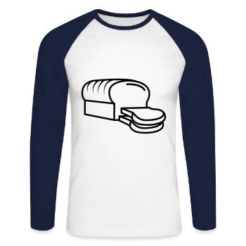 Bread icon symbol - Unisex Long Sleeve Baseball T-Shirt - white/navy - Front - Nik (191cm)