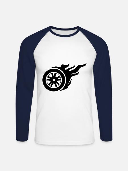 Tires fire - Unisex Long Sleeve Baseball T-Shirt - white/navy