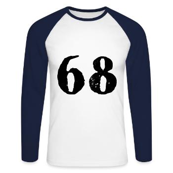 Maillot à 68 numéros - T-shirt baseball manches longues Homme - blanc/marine - Devant - Nik (191cm)