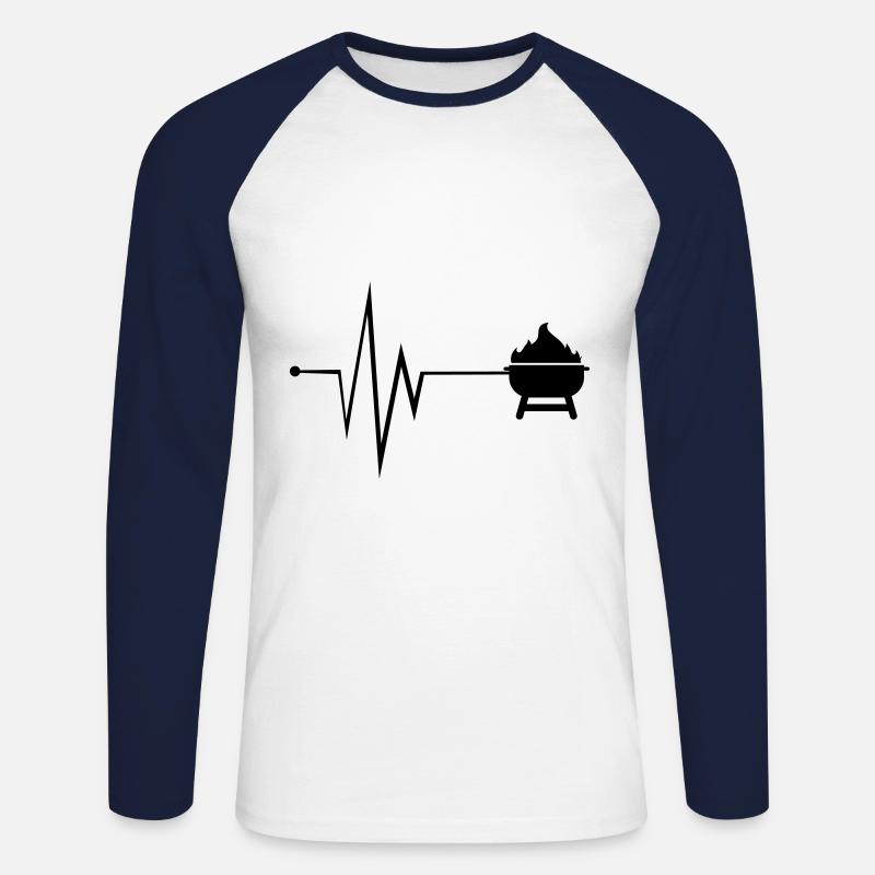 Grill Puls Symbol - Unisex Baseballshirt langarm - Weiß/Navy