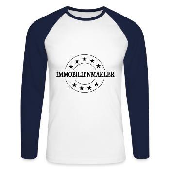 Immobilienmakler Beruf - Unisex Baseballshirt langarm - Weiß/Navy - Vorne - Nik (191cm)