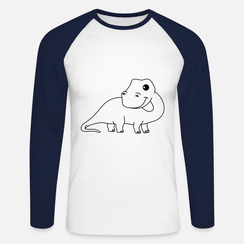 Dinosaurier brontosaurus Comic - Unisex Baseballshirt langarm - Weiß/Navy
