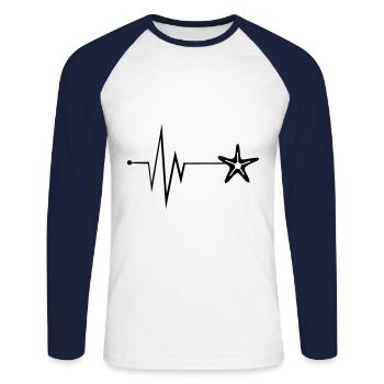 icône d’étoile de mer pulse - T-shirt baseball manches longues Homme - blanc/marine - Devant - Nik (191cm)