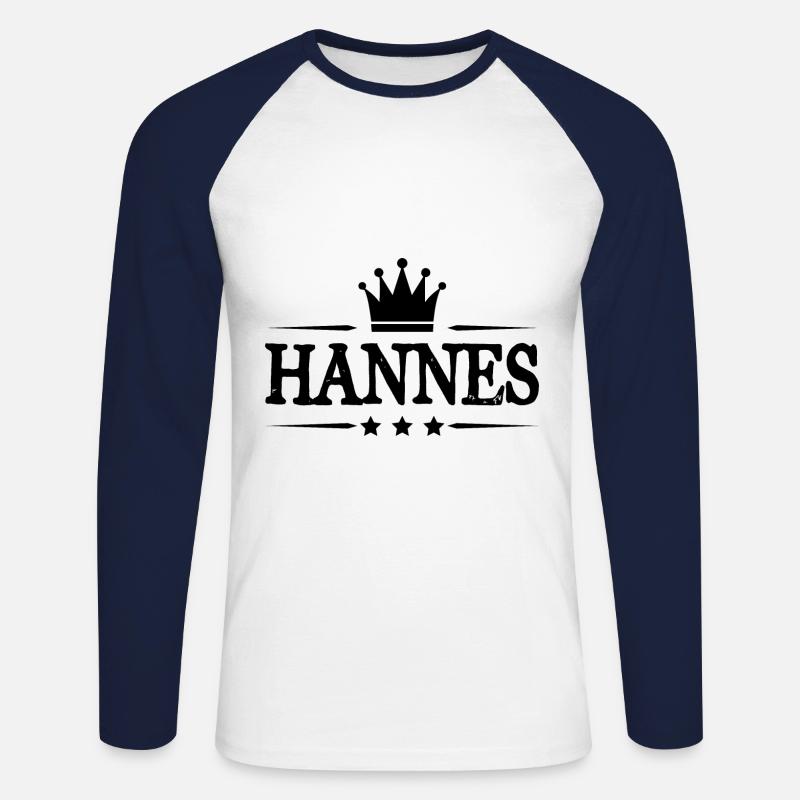 Hannes - Unisex Baseballshirt langarm - Weiß/Navy