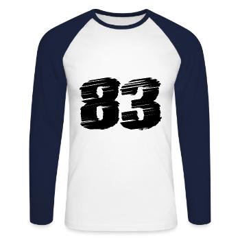83 Number jersey - Unisex Long Sleeve Baseball T-Shirt - white/navy - Front - Nik (191cm)