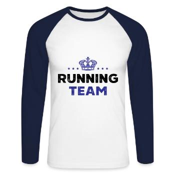 Running Team - Unisex Baseballshirt langarm - Weiß/Navy - Vorne - Nik (191cm)