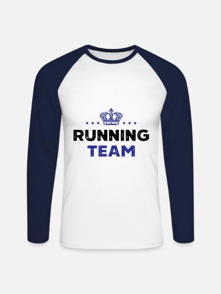 Running Team - Unisex Baseballshirt langarm - Weiß/Navy