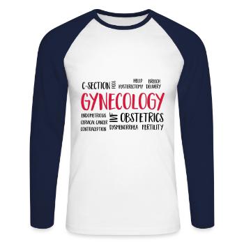 gyncloudeng - Unisex Baseballshirt langarm - Weiß/Navy - Vorne - Nik (191cm)