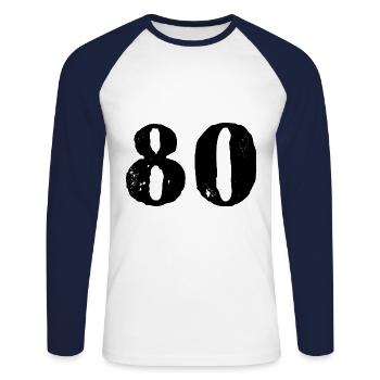 80 number jersey - Unisex Long Sleeve Baseball T-Shirt - white/navy - Front - Nik (191cm)