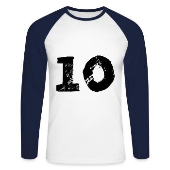 Maillot 10 numéro - T-shirt baseball manches longues Homme - blanc/marine - Devant - Nik (191cm)