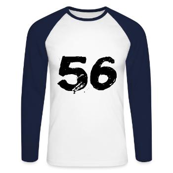 56 Maillot numéro - T-shirt baseball manches longues Homme - blanc/marine - Devant - Nik (191cm)