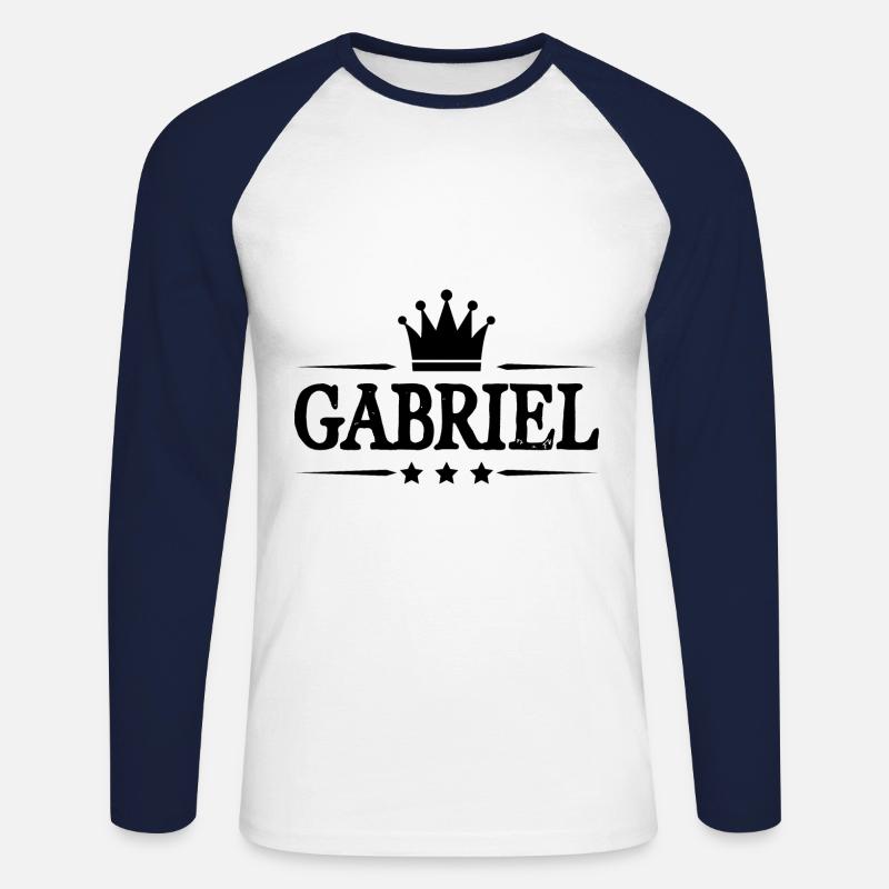 Gabriel - Unisex Baseballshirt langarm - Weiß/Navy