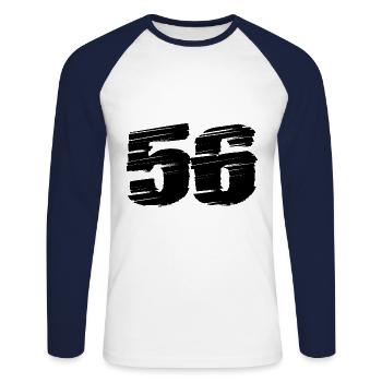 56 Maillot numéro - T-shirt baseball manches longues Homme - blanc/marine - Devant - Nik (191cm)