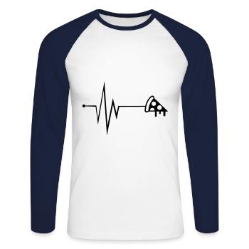 Pizza Puls Silhouette - T-shirt baseball manches longues Homme - blanc/marine - Devant - Nik (191cm)