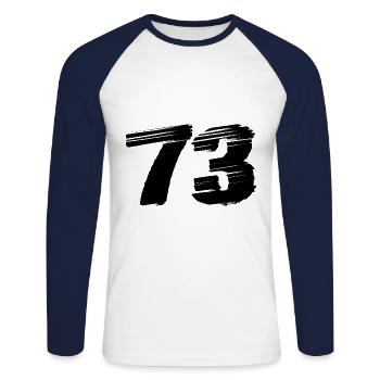 73 Maillot numéro - T-shirt baseball manches longues Homme - blanc/marine - Devant - Nik (191cm)
