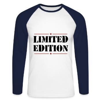 Limited Edition Slogan - Unisex Long Sleeve Baseball T-Shirt - white/navy - Front - Nik (191cm)