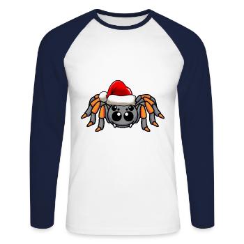 Tarentule Comic Noël - T-shirt baseball manches longues Homme - blanc/marine - Devant - Nik (191cm)