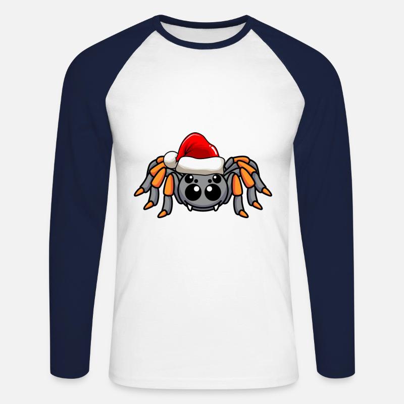 Tarantula Comic Weihnachten - Unisex Baseballshirt langarm - Weiß/Navy