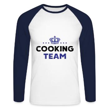 Cooking Team - Unisex Baseballshirt langarm - Weiß/Navy - Vorne - Nik (191cm)