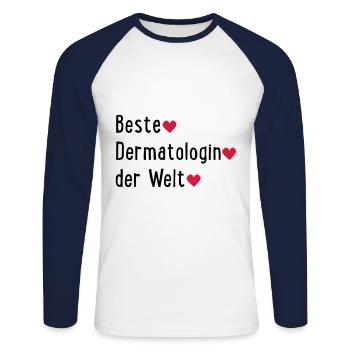 bestedermaderwelt - Unisex Baseballshirt langarm - Weiß/Navy - Vorne - Nik (191cm)