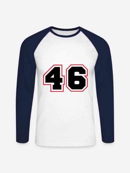 46 number symbol - Unisex Long Sleeve Baseball T-Shirt - white/navy
