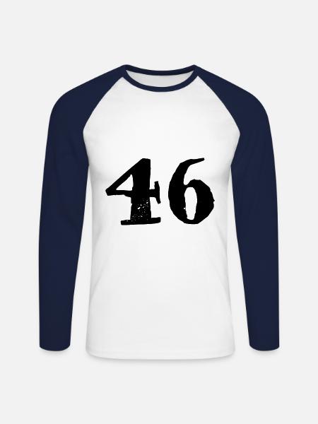 Maillot numéro 46 - T-shirt baseball manches longues Homme - blanc/marine