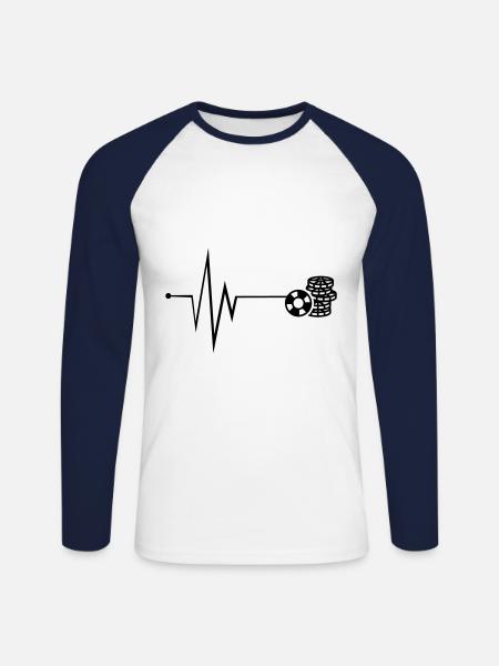 Poker Chip Pulse - Unisex Long Sleeve Baseball T-Shirt - white/navy