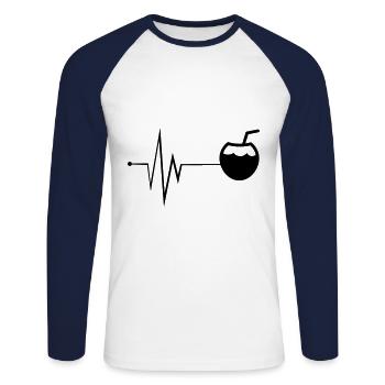 Icône de noix de Pulse - T-shirt baseball manches longues Homme - blanc/marine - Devant - Nik (191cm)
