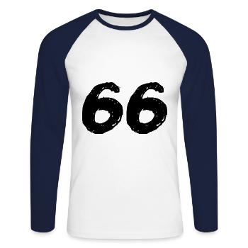 66 Maillot numéro - T-shirt baseball manches longues Homme - blanc/marine - Devant - Nik (191cm)
