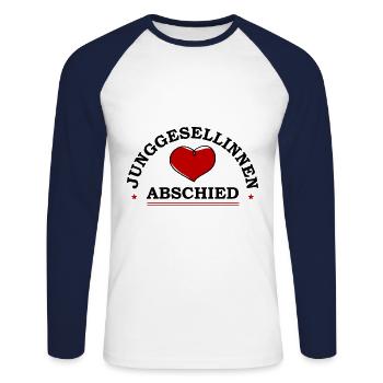 Junggesellinnen Abschied Jga - Unisex Baseballshirt langarm - Weiß/Navy - Vorne - Nik (191cm)