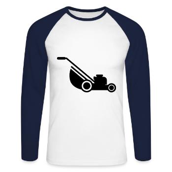 Symbole de l’icône de tondeuse à gazon - T-shirt baseball manches longues Homme - blanc/marine - Devant - Nik (191cm)