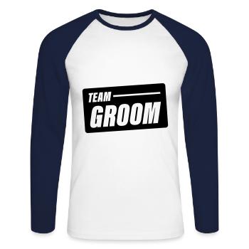 Team Groom Wedding Saying - Unisex Long Sleeve Baseball T-Shirt - white/navy - Front - Nik (191cm)
