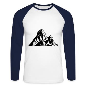 Symbole montagne nature - T-shirt baseball manches longues Homme - blanc/marine - Devant - Nik (191cm)