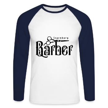 legendary barber - Unisex Baseballshirt langarm - Weiß/Navy - Vorne - Nik (191cm)
