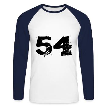54 Maillot numéro - T-shirt baseball manches longues Homme - blanc/marine - Devant - Nik (191cm)