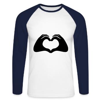 Hands Heart Symbol - Unisex Long Sleeve Baseball T-Shirt - white/navy - Front - Nik (191cm)