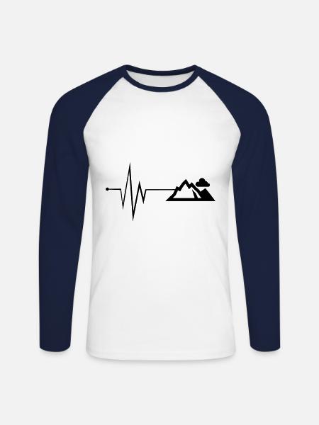 Mountains Mountains Pulse - Unisex Long Sleeve Baseball T-Shirt - white/navy