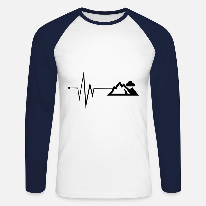 Mountains Mountains Pulse - Unisex Long Sleeve Baseball T-Shirt - white/navy