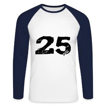 25 Number jersey - Unisex Long Sleeve Baseball T-Shirt - white/navy - Front - Nik (191cm)