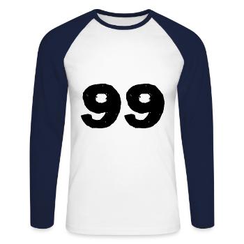 99 Number jersey - Unisex Long Sleeve Baseball T-Shirt - white/navy - Front - Nik (191cm)