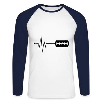 Razor blade pulse - Unisex Long Sleeve Baseball T-Shirt - white/navy - Front - Nik (191cm)