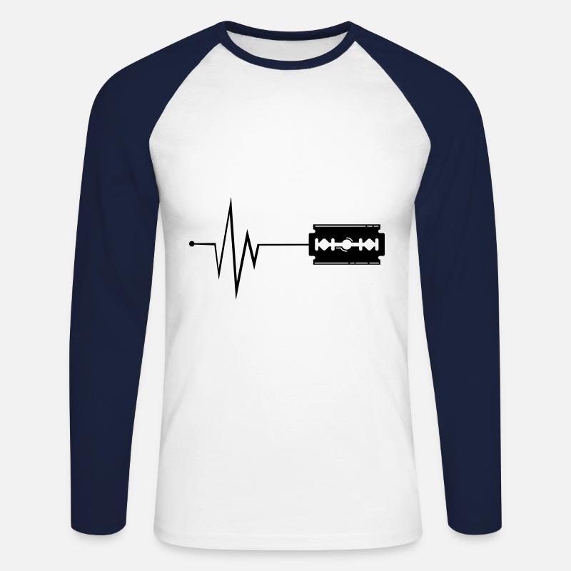 Rasierklinge Puls - Unisex Baseballshirt langarm - Weiß/Navy