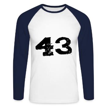 43 Maillot numéro - T-shirt baseball manches longues Homme - blanc/marine - Devant - Nik (191cm)