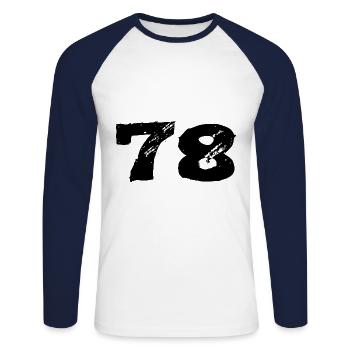 78 Numéro maillot - T-shirt baseball manches longues Homme - blanc/marine - Devant - Nik (191cm)