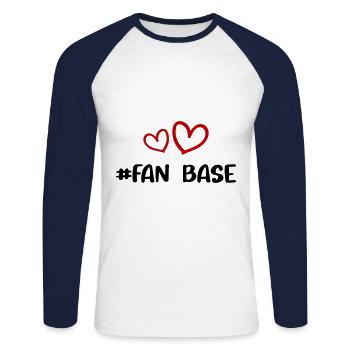 Fan Base Heart Love - Unisex Long Sleeve Baseball T-Shirt - white/navy - Front - Nik (191cm)