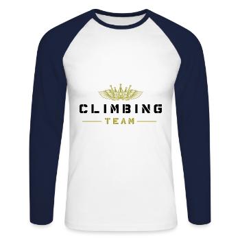 Climbing Team - Unisex Long Sleeve Baseball T-Shirt - white/navy - Front - Nik (191cm)