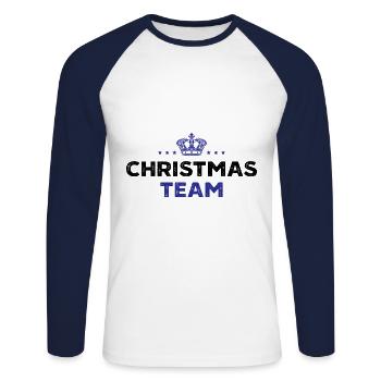 Christmas Team - Unisex Long Sleeve Baseball T-Shirt - white/navy - Front - Nik (191cm)